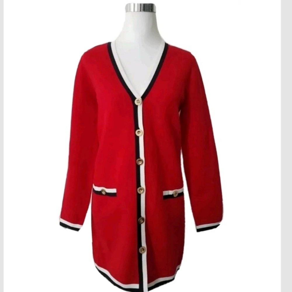 NEW $599.00 Worth Women's Sweater Cardigan Red Button Closure Size Small 4 6